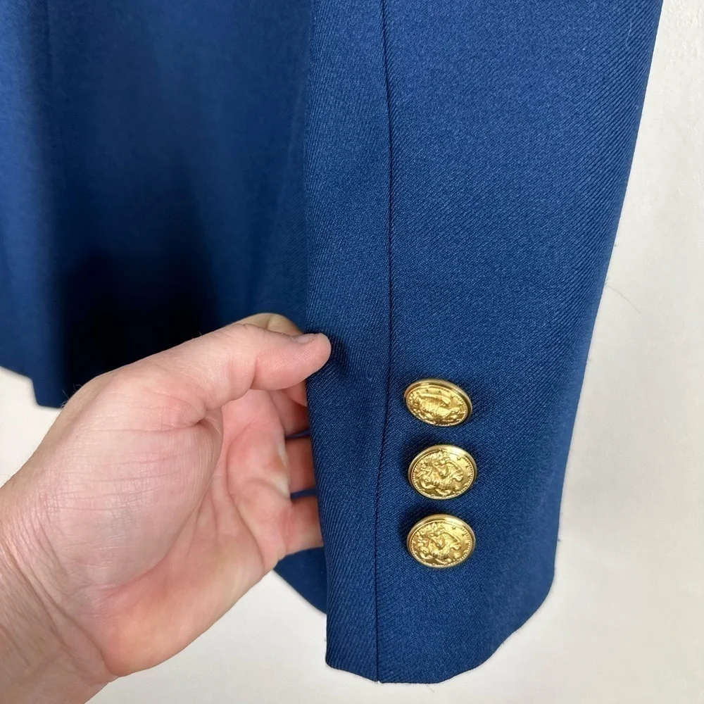 Haberdashery size 16 p2p20 length 26 dark blue blazer 2 gold buttons neck